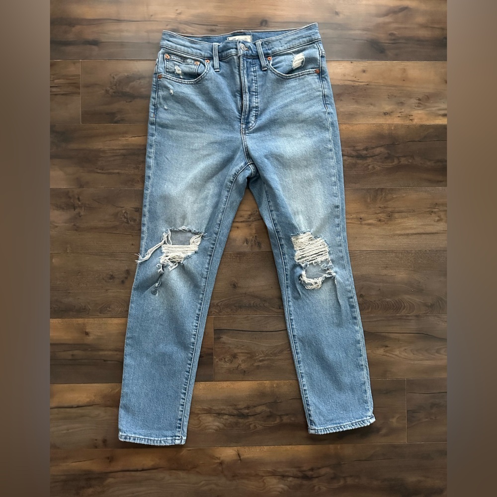 Madewell The Perfect Vintage Jeans Size 27 Distressed Straight Leg Denim